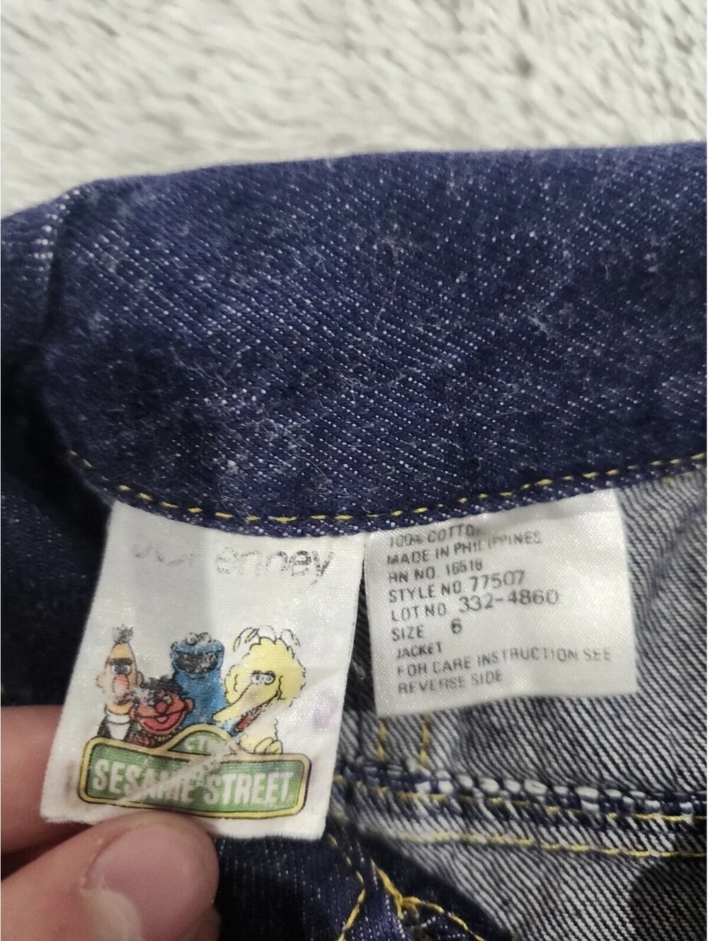 Vintage 1980s Seasame Street Kids Jean Jacket Rare Size 6